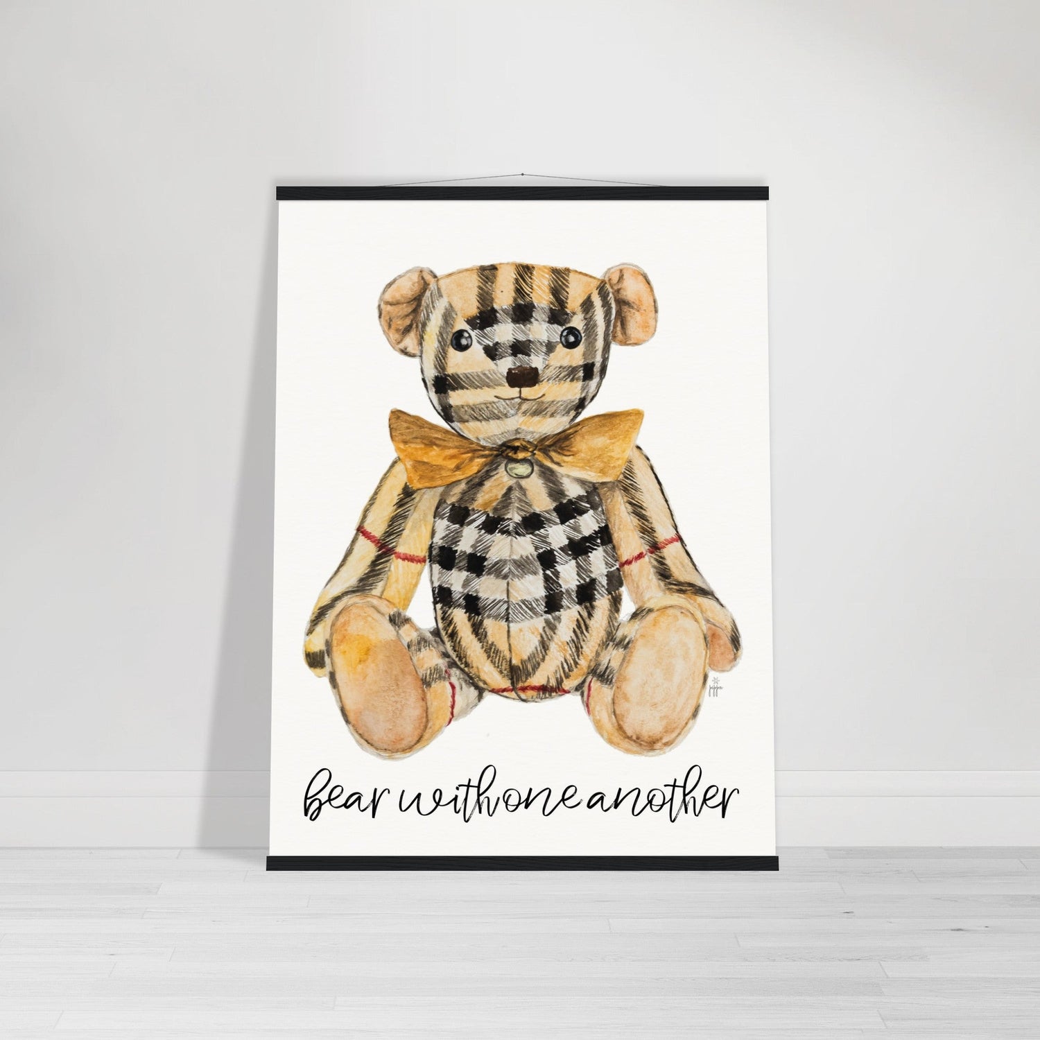 plaid bear bearberry personalized museum - quality paper poster with hanger - designs by pippa