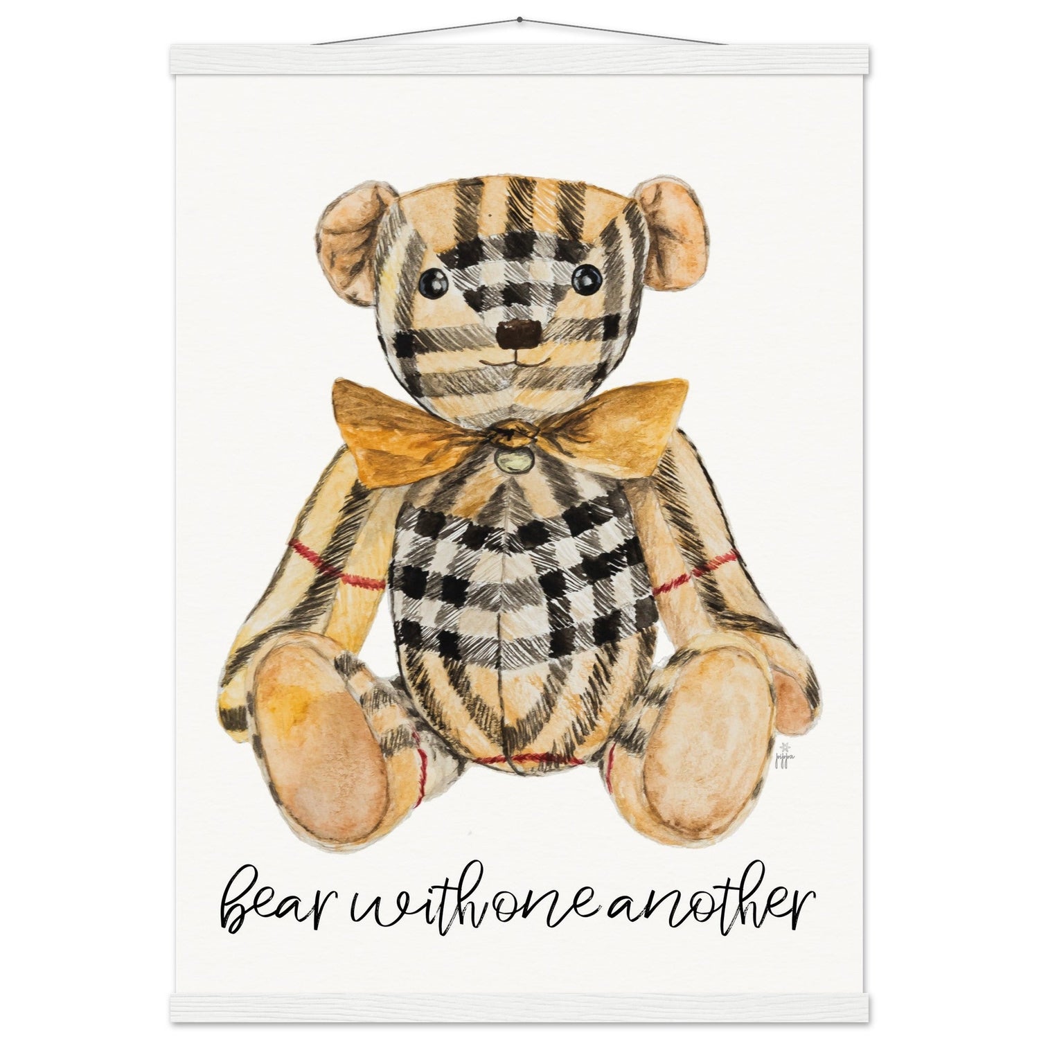 plaid bear bearberry personalized museum - quality paper poster with hanger - designs by pippa