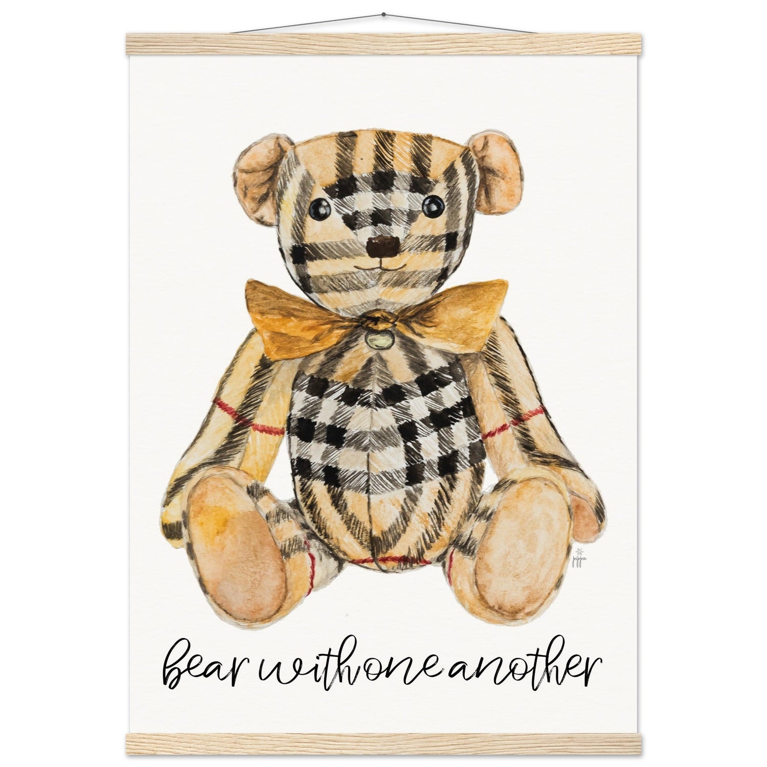 plaid bear bearberry personalized museum - quality paper poster with hanger - designs by pippa