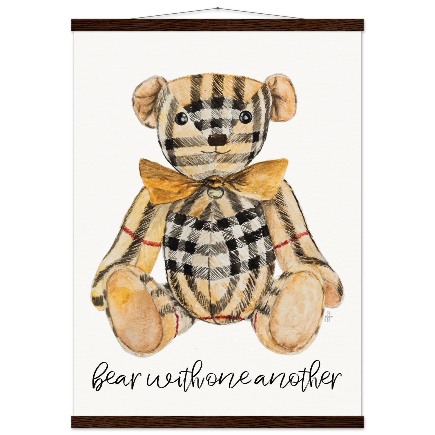 plaid bear bearberry personalized museum - quality paper poster with hanger - designs by pippa