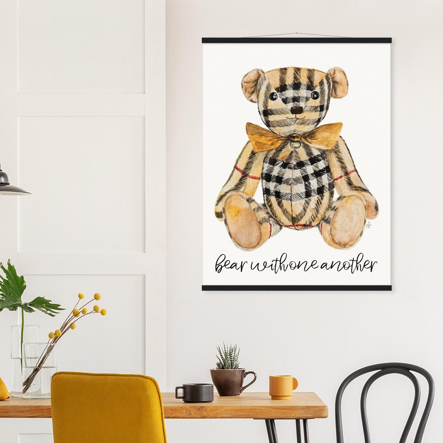 plaid bear bearberry personalized museum - quality paper poster with hanger - designs by pippa