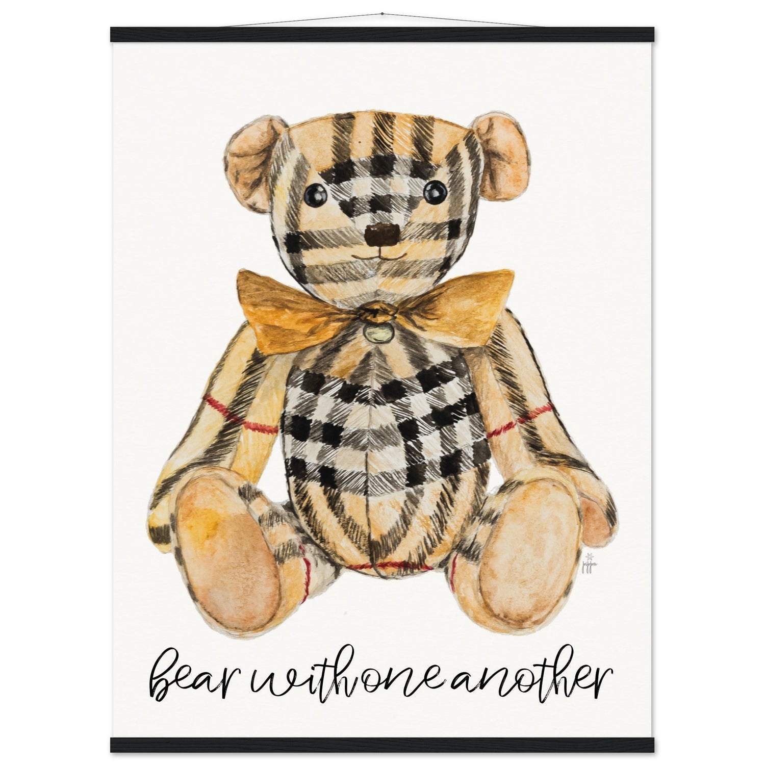 plaid bear bearberry personalized museum - quality paper poster with hanger - designs by pippa