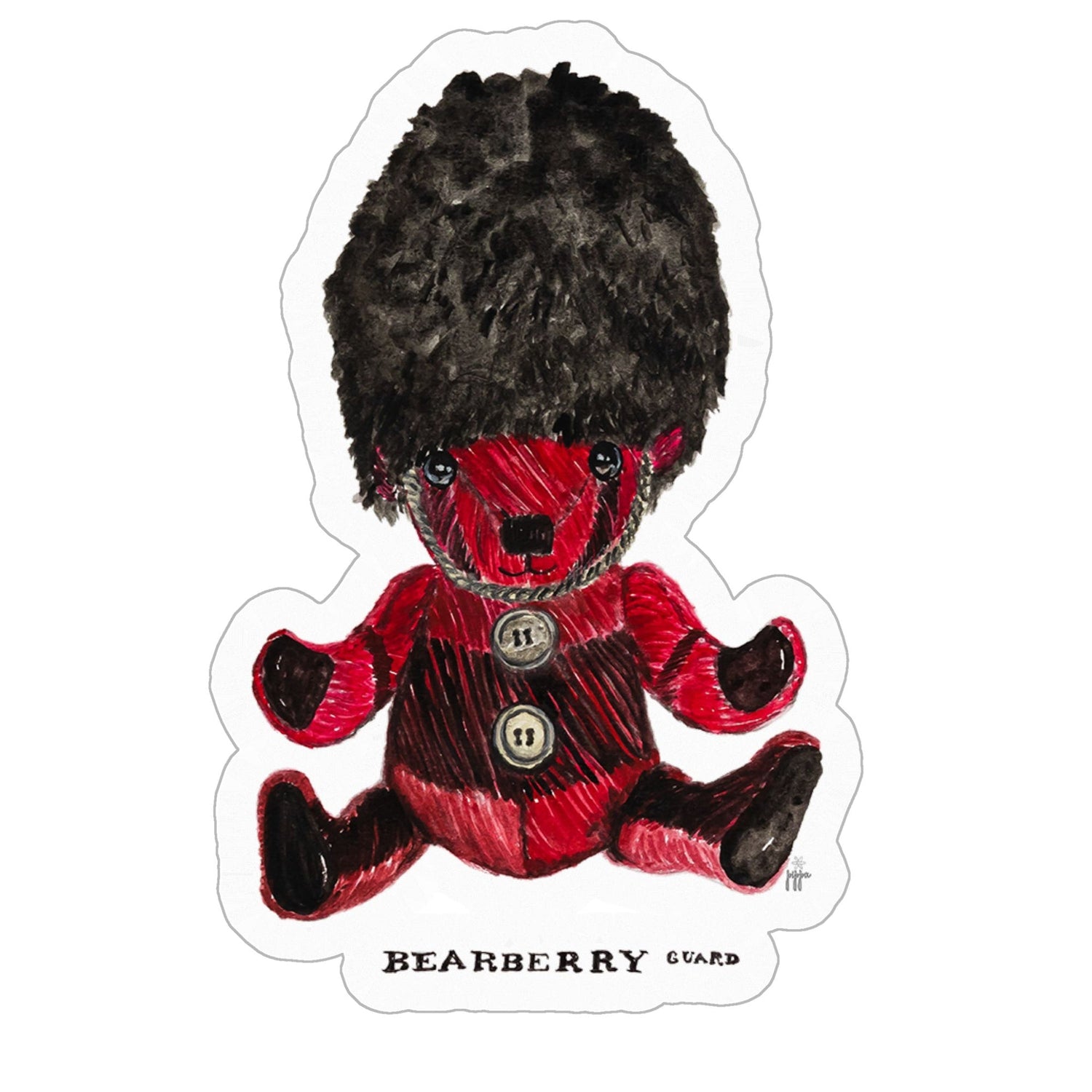 plaid bear guard kiss cut sticker - 3