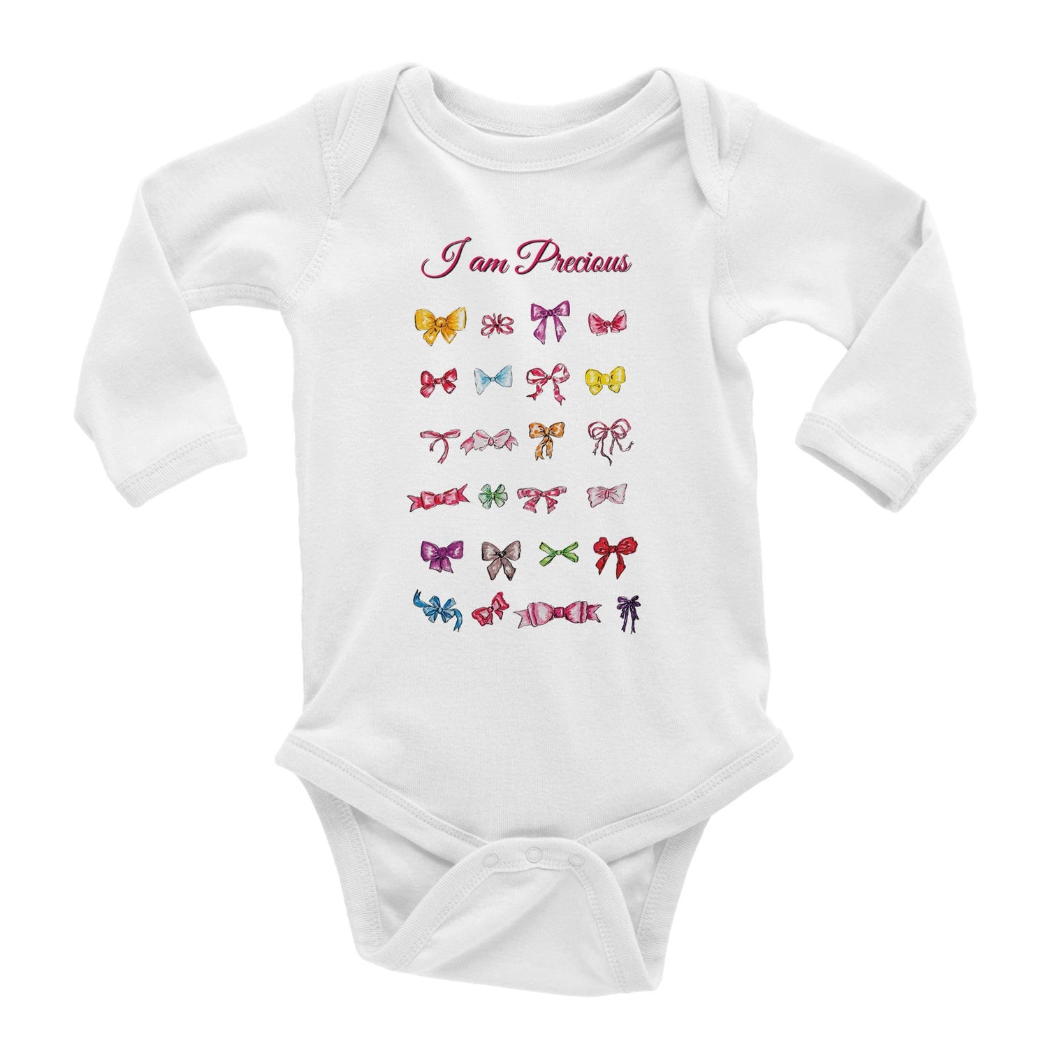 rows of bows personalized classic baby girl long sleeve bodysuit - designs by pippa