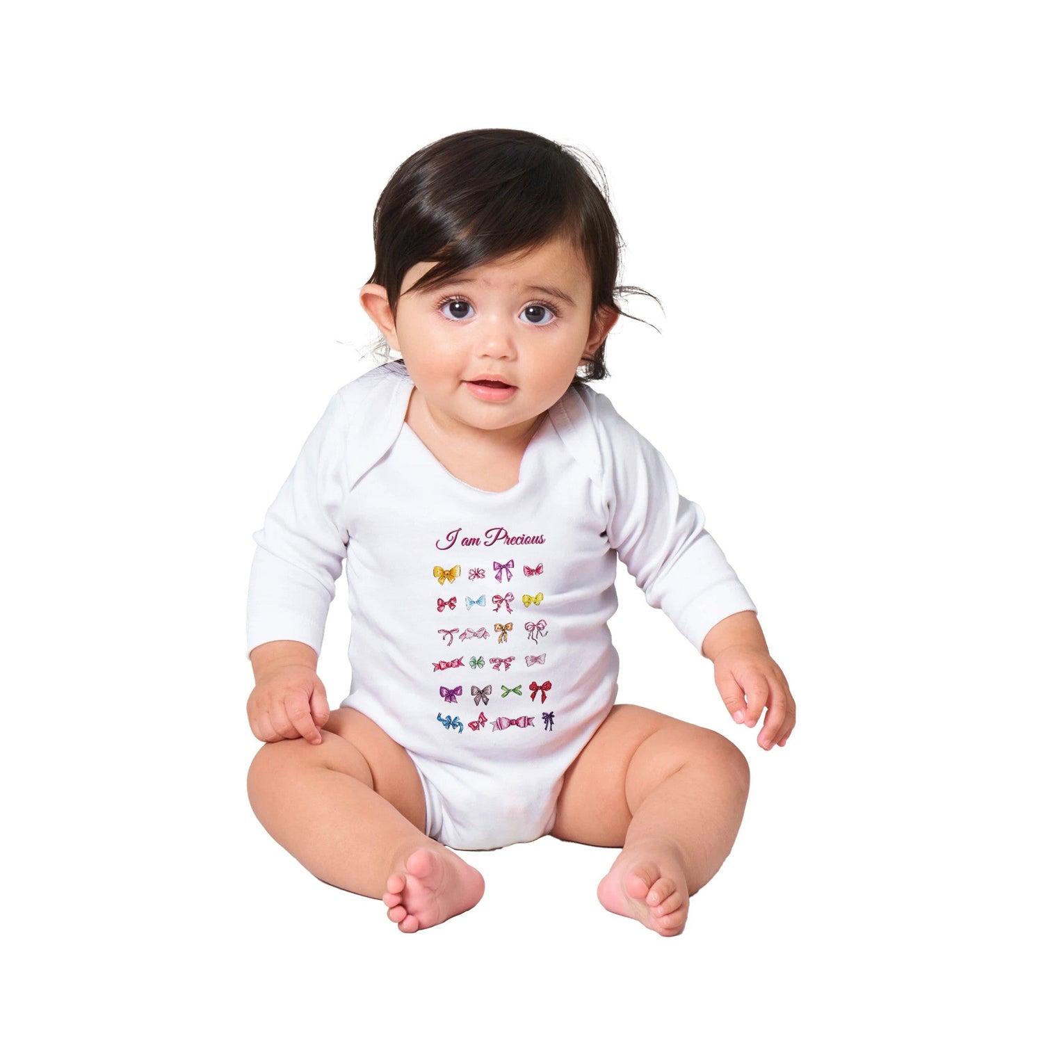 rows of bows personalized classic baby girl long sleeve bodysuit - designs by pippa