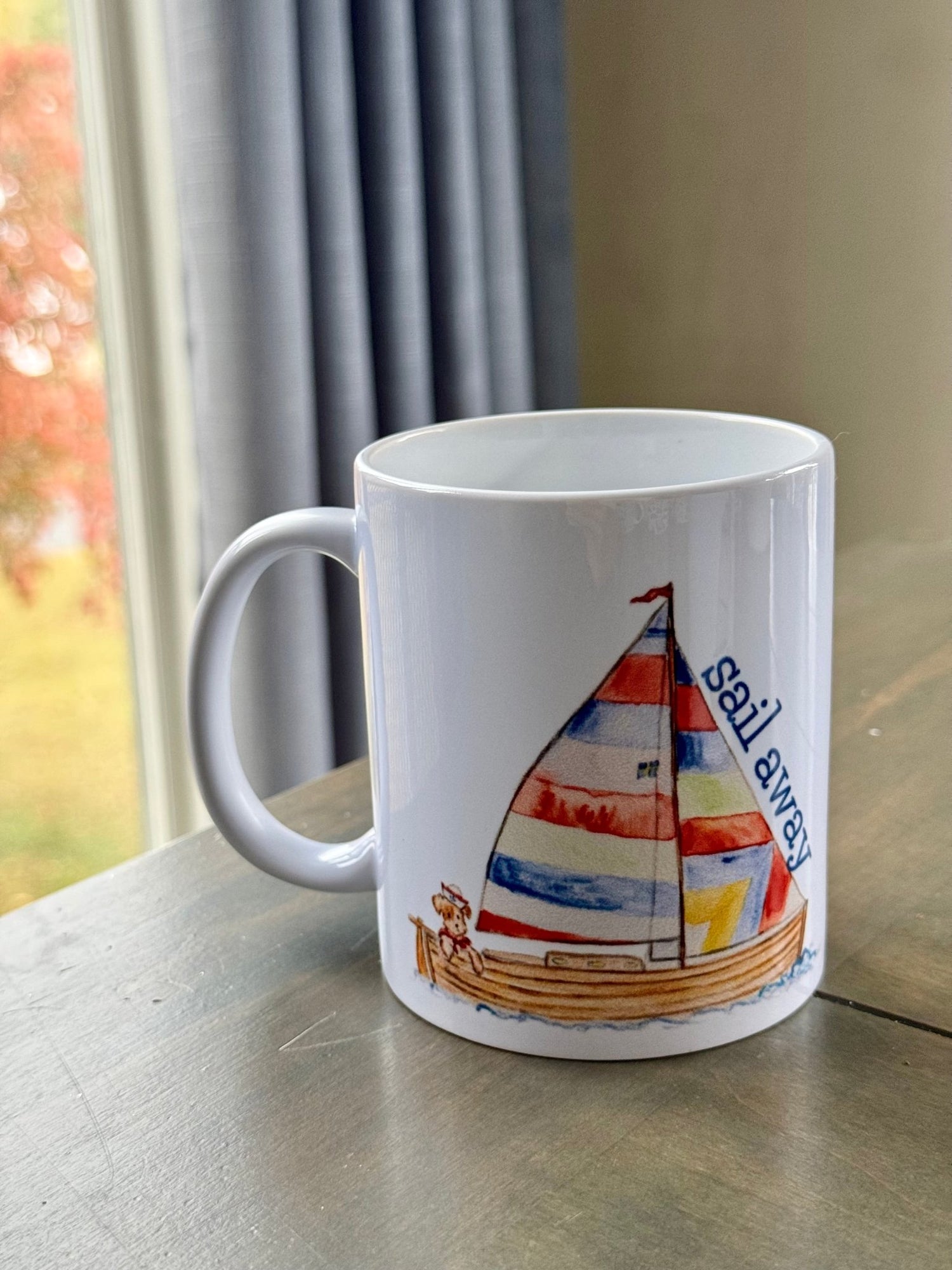 sailboat boy personalized white ceramic mug - designs by pippa