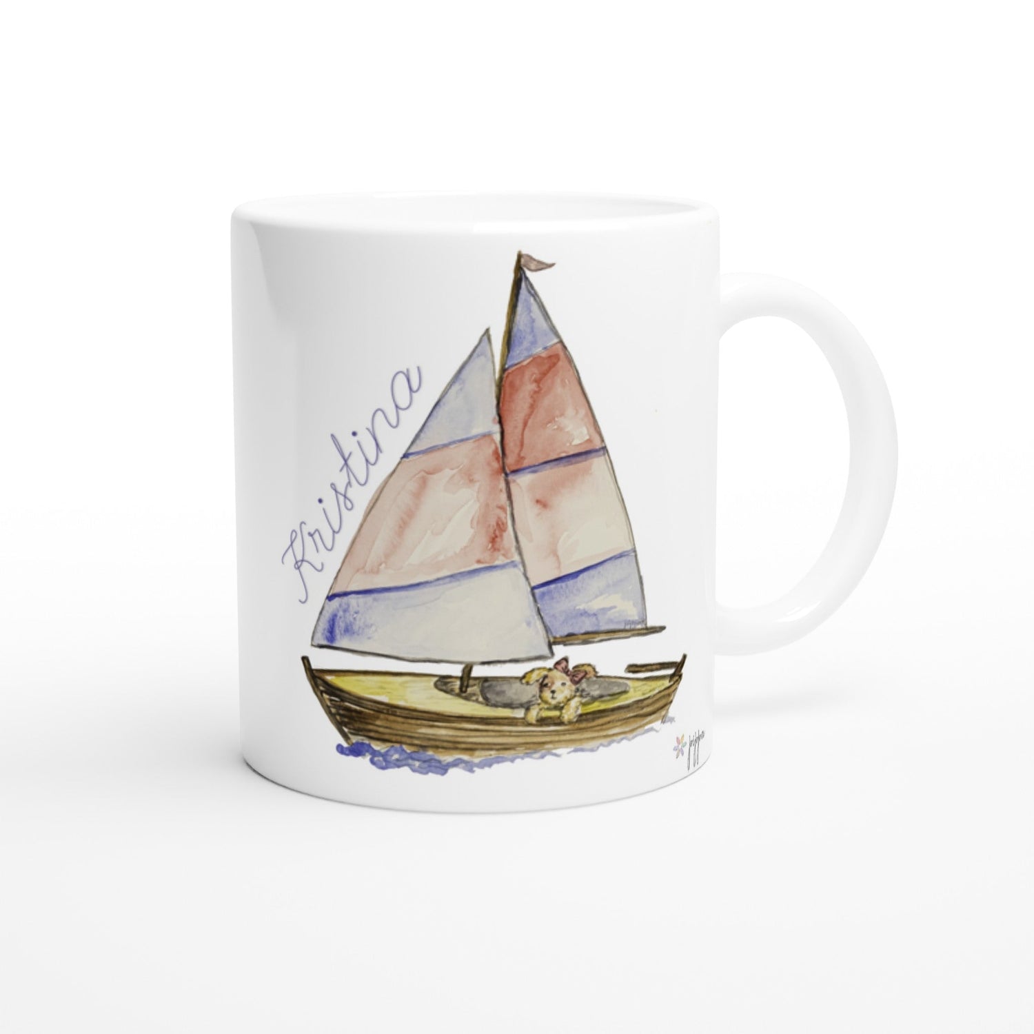 sailboat girl personalized white ceramic mug - designs by pippa