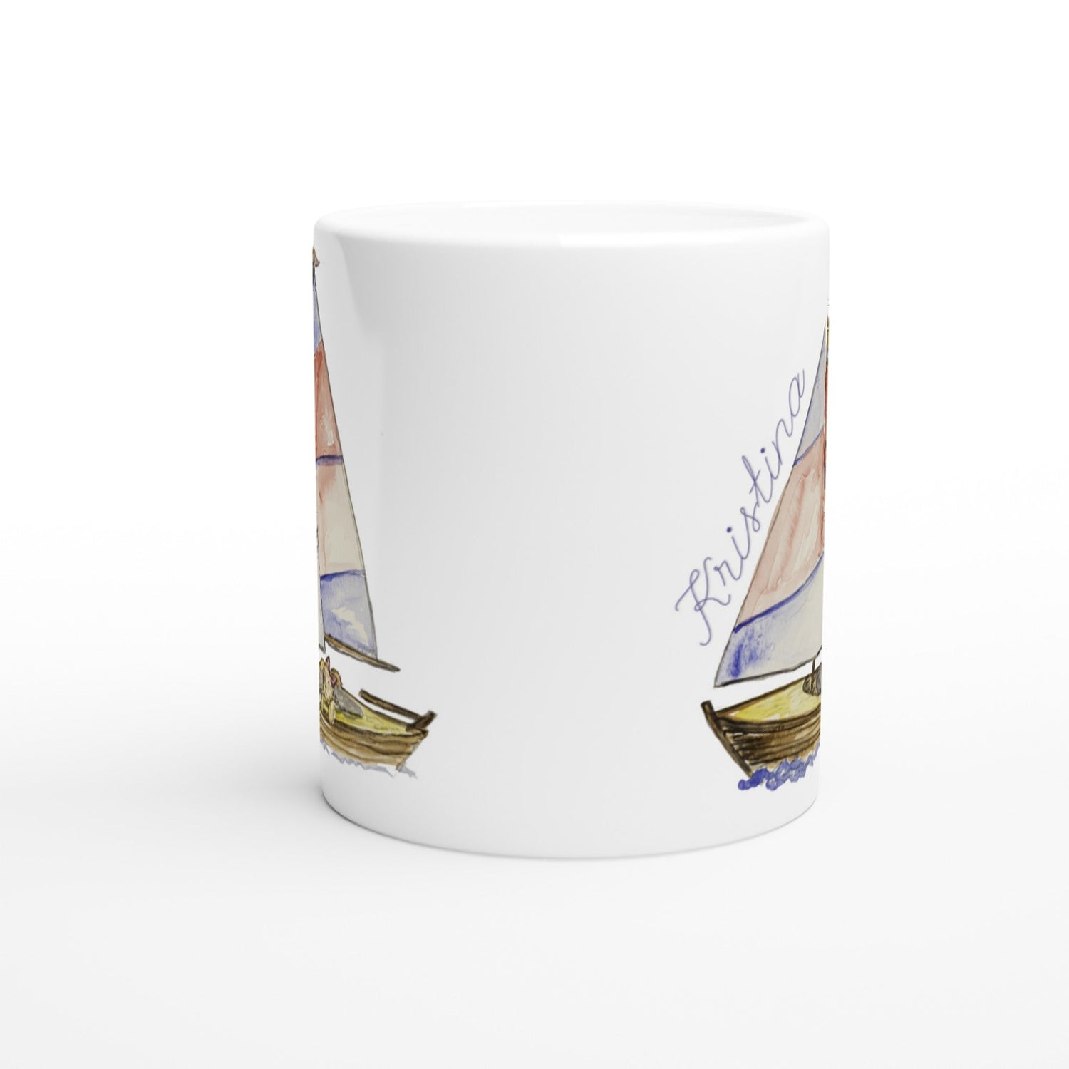 sailboat girl personalized white ceramic mug - designs by pippa