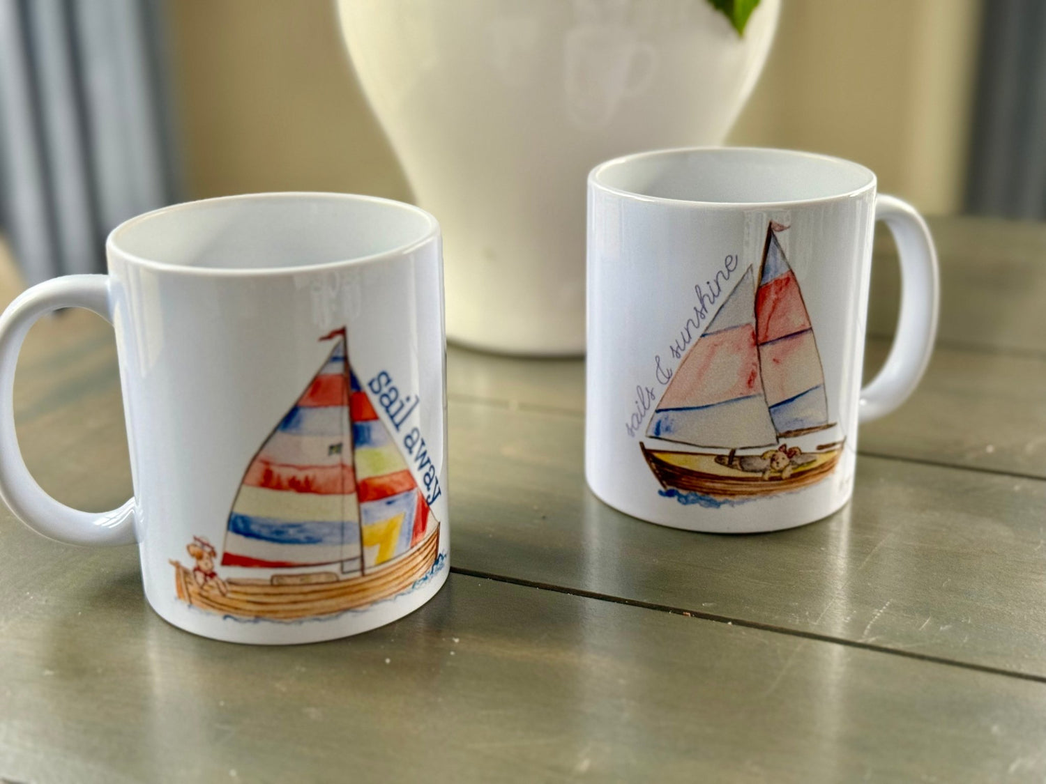 sailboat girl personalized white ceramic mug - designs by pippa