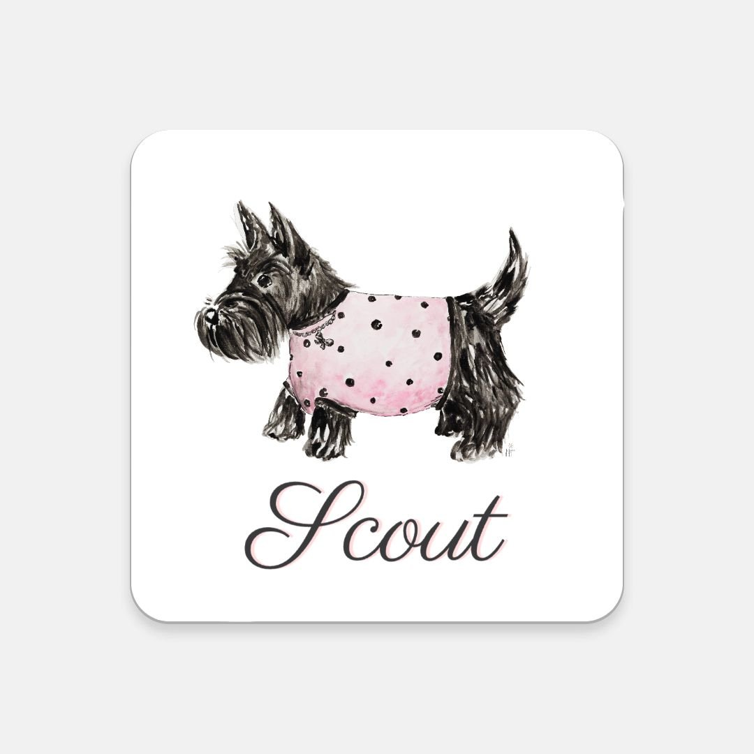 Scotty Dog Custom Cork Back Coaster - designs by pippa