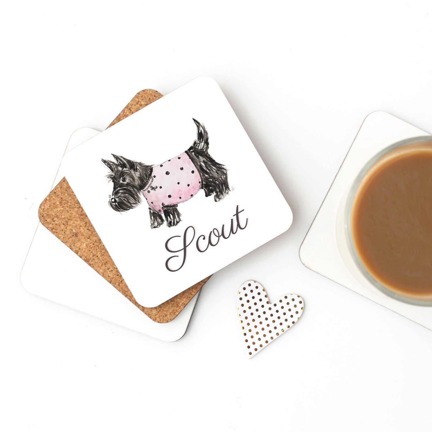 Scotty Dog Custom Cork Back Coaster - designs by pippa