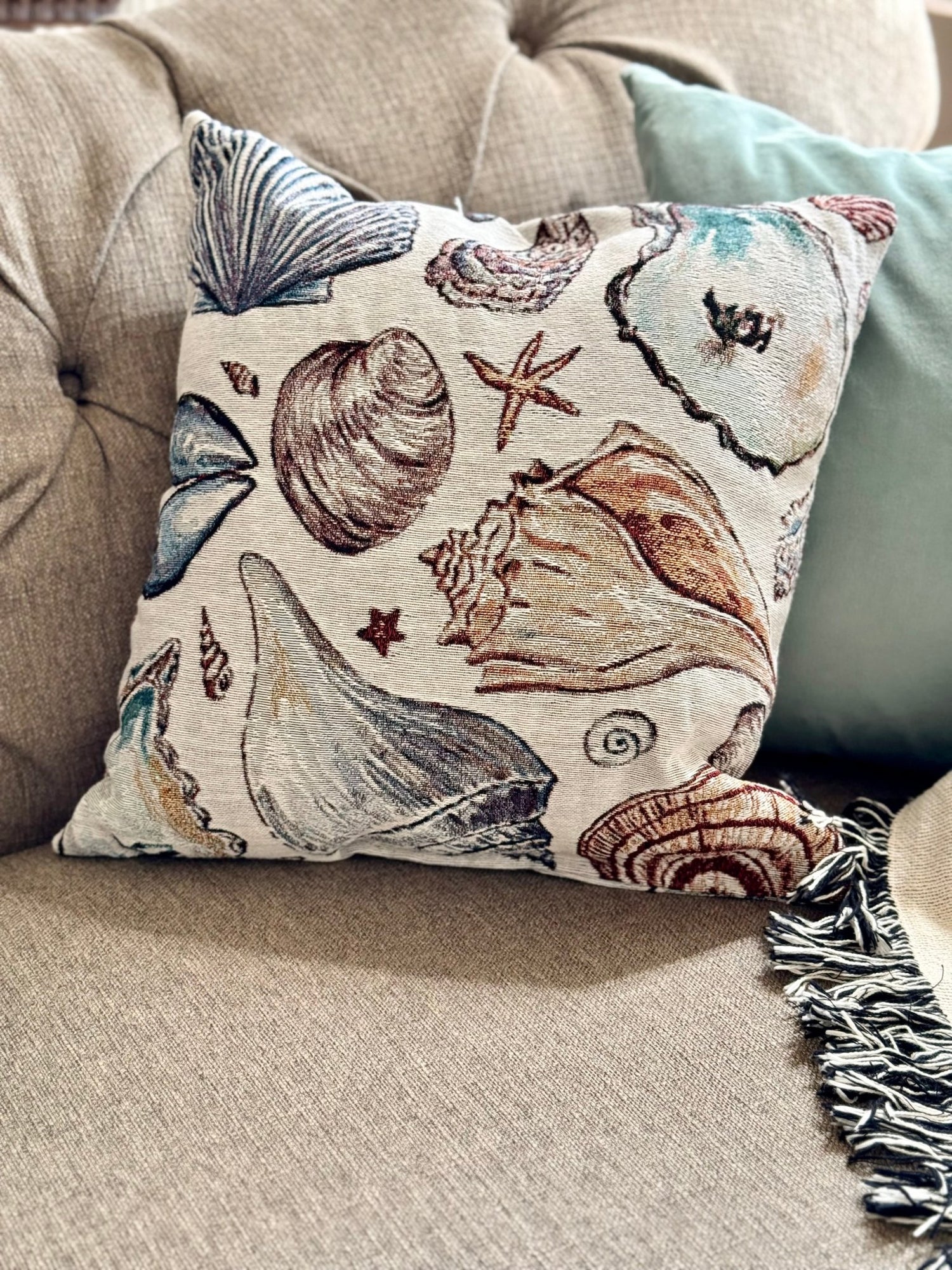 shells woven pillow - designs by pippa