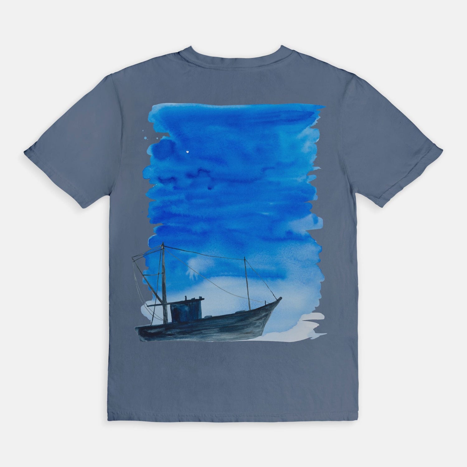 shrimp boat at dusk custom tee Mens S - 4XL - designs by pippa