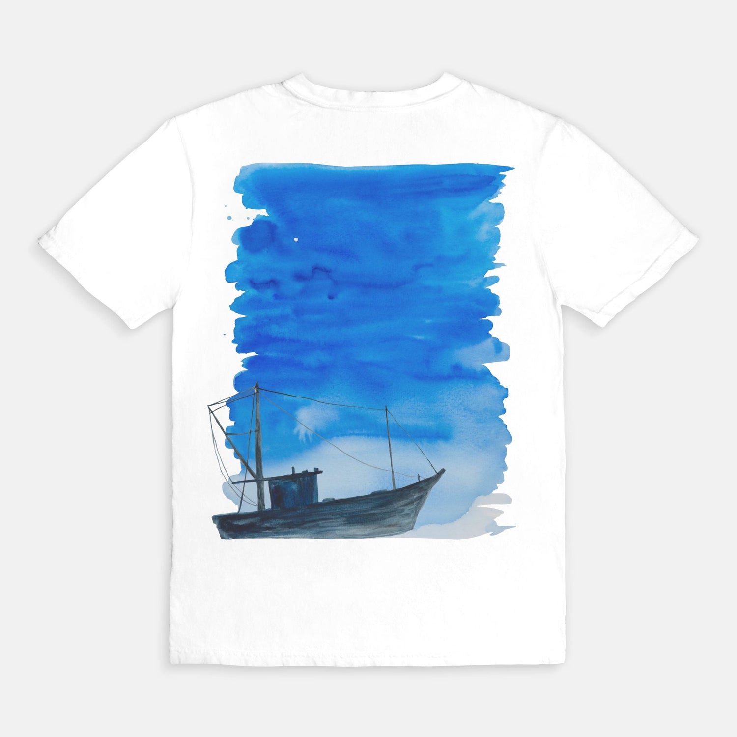 shrimp boat at dusk custom tee Mens S - 4XL - designs by pippa