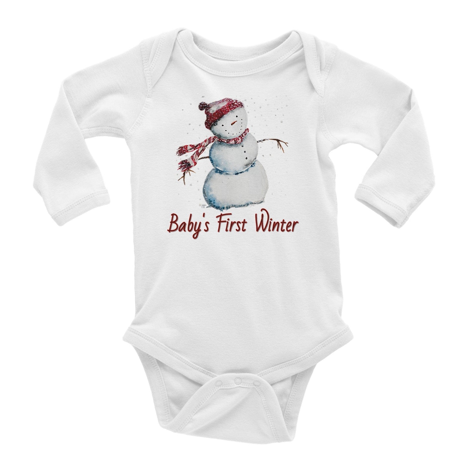 snowman personalized classic baby long sleeve bodysuit - designs by pippa