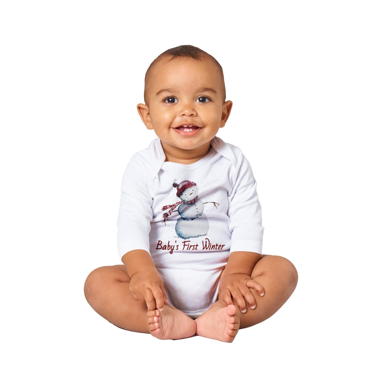 snowman personalized classic baby long sleeve bodysuit - designs by pippa