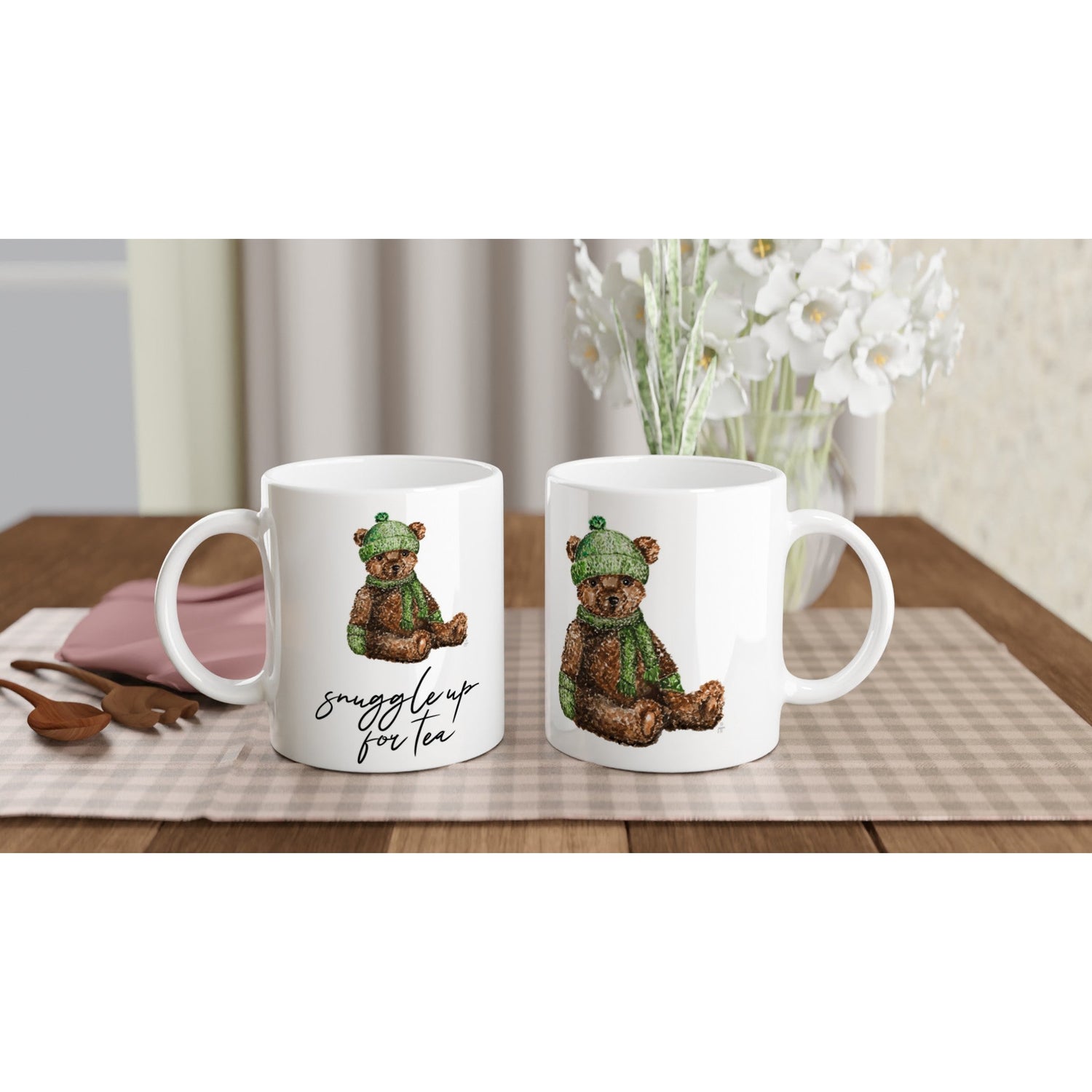 snuggle up bear winter personalized ceramic mug - designs by pippa