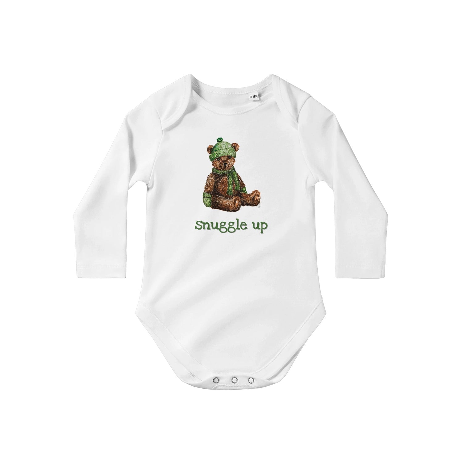 snuggle up winter bear personalized classic baby long sleeve bodysuit - designs by pippa