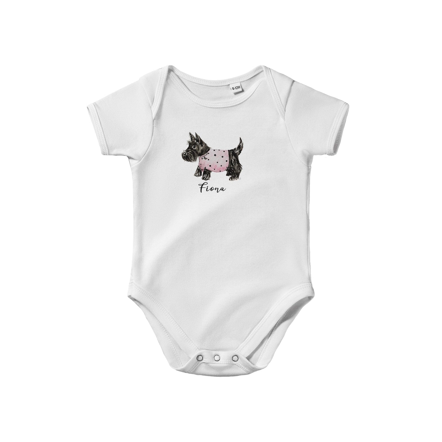 spotty scottie personalized classic baby short sleeve bodysuit - designs by pippa