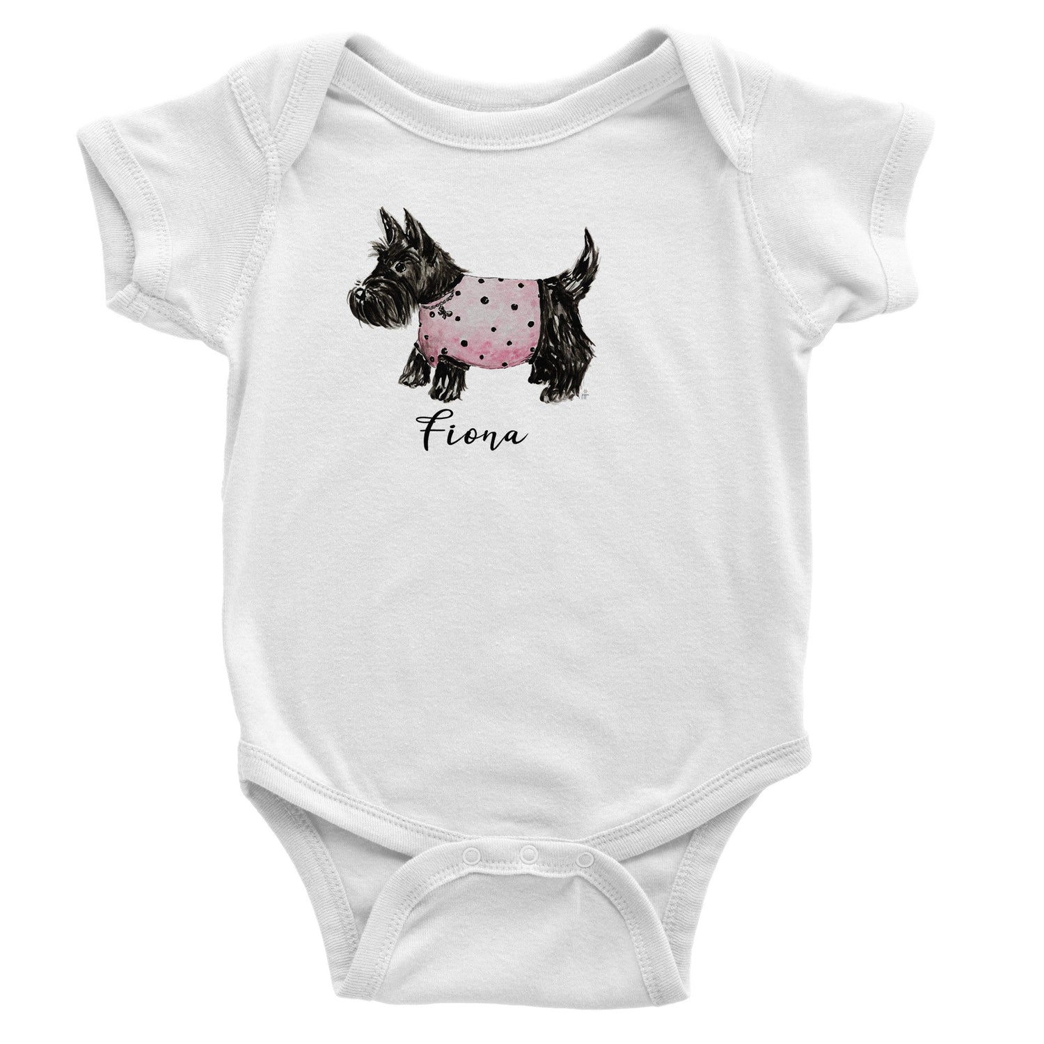 spotty scottie personalized classic baby short sleeve bodysuit - designs by pippa