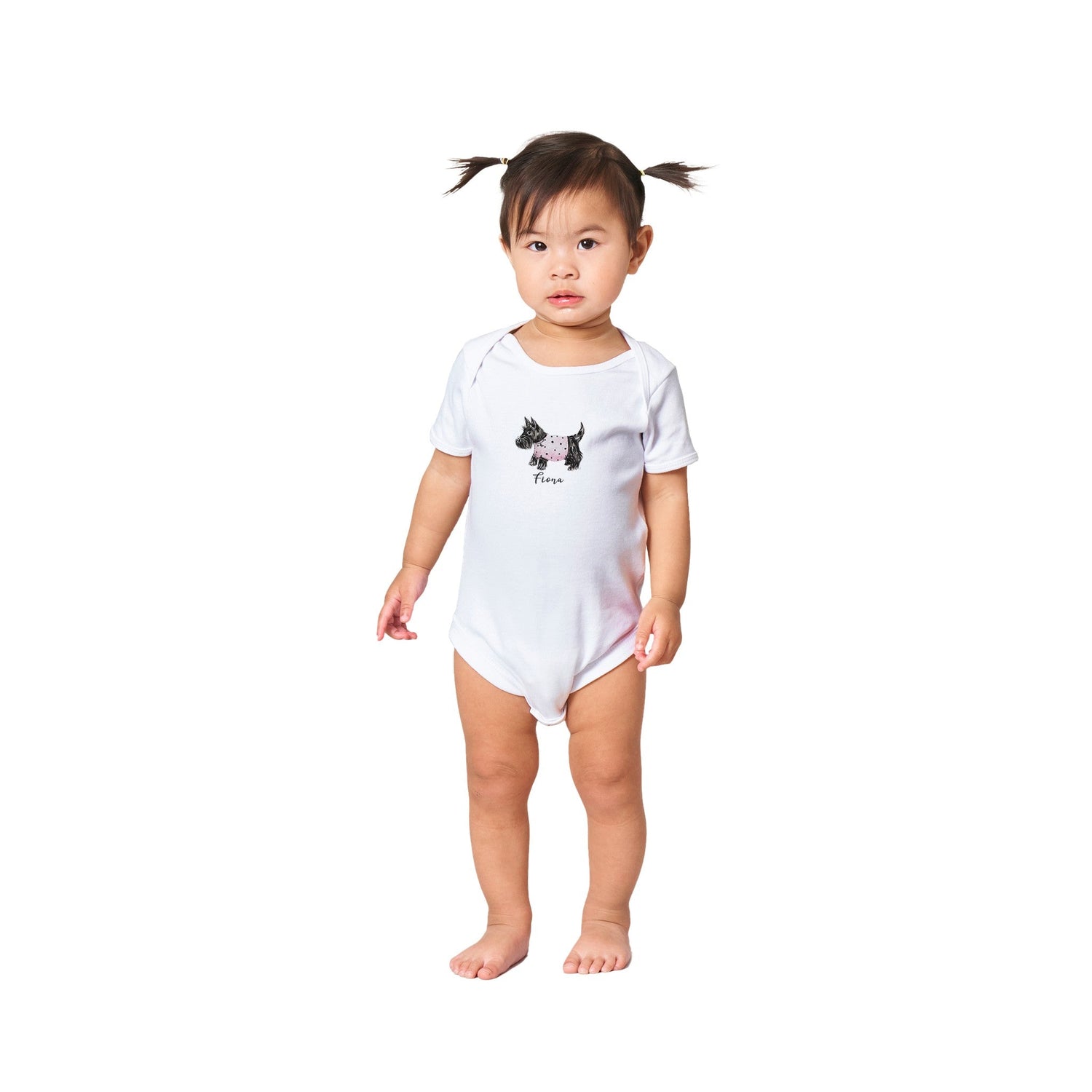 spotty scottie personalized classic baby short sleeve bodysuit - designs by pippa