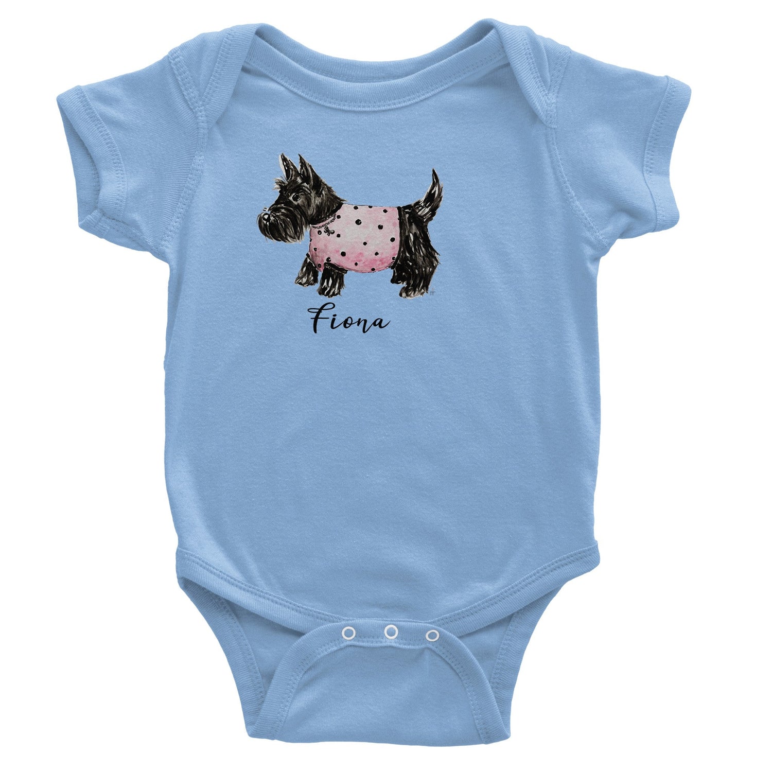 spotty scottie personalized classic baby short sleeve bodysuit - designs by pippa