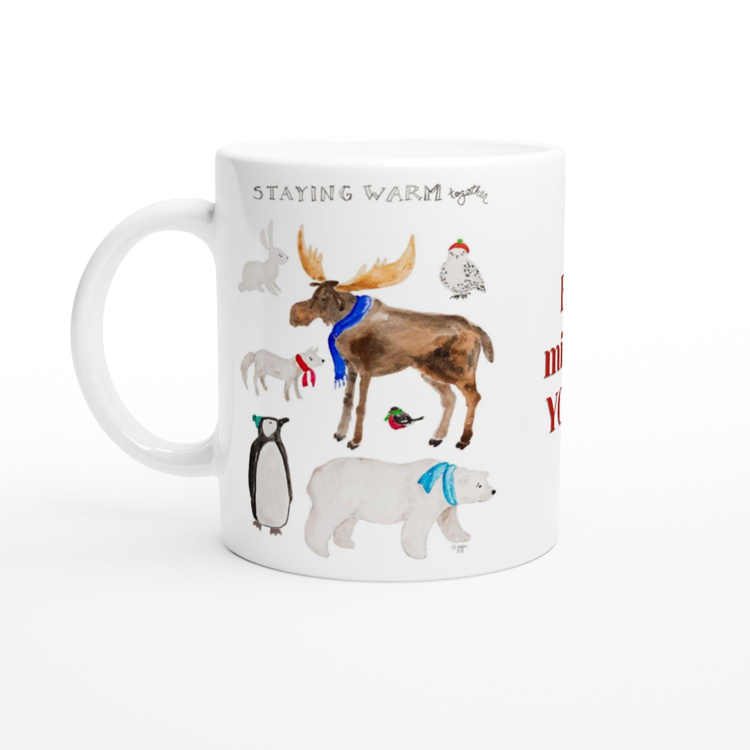 staying warm buddies ceramic personalized mug - designs by pippa