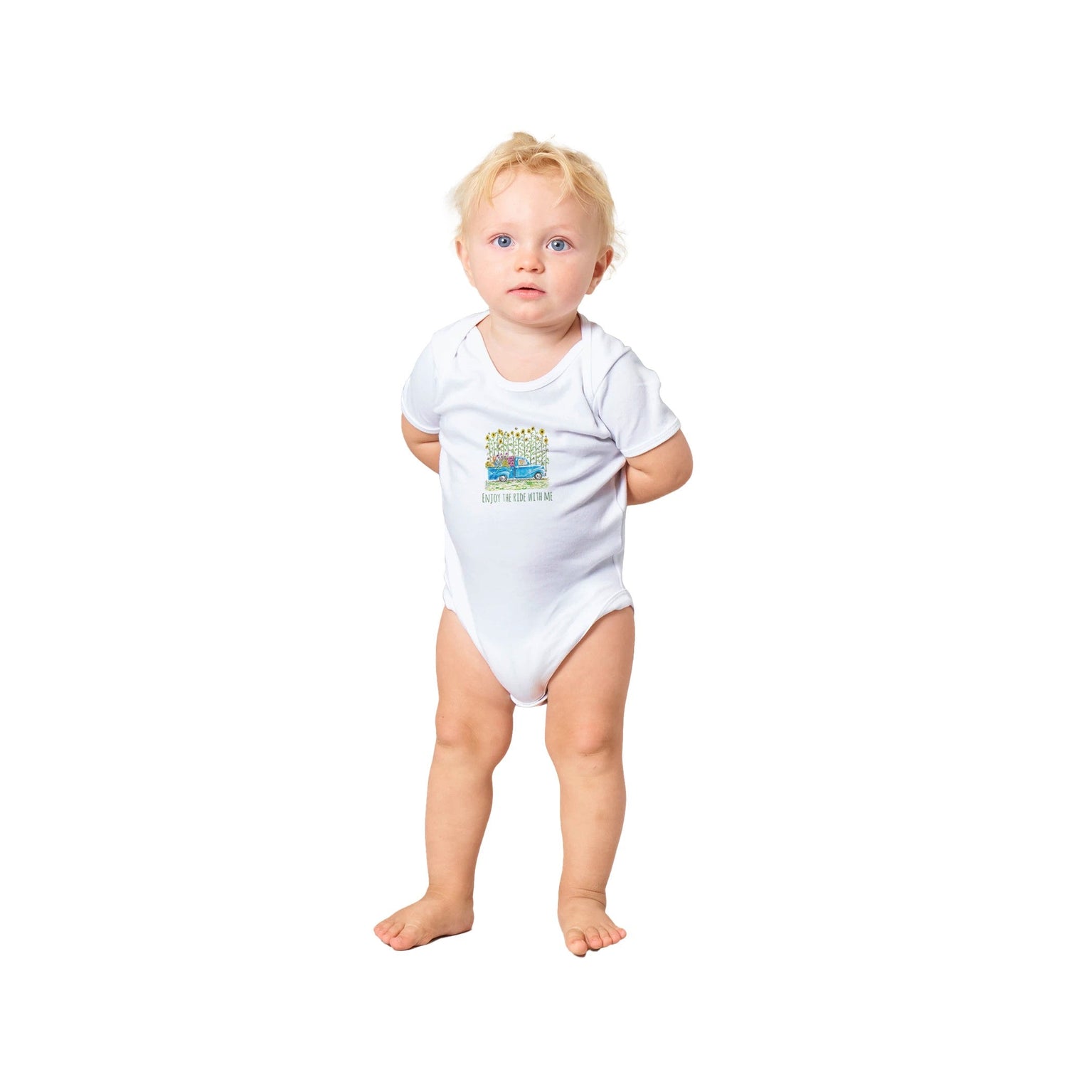 sunny summer truck short sleeve baby girl personalized bodysuit - designs by pippa