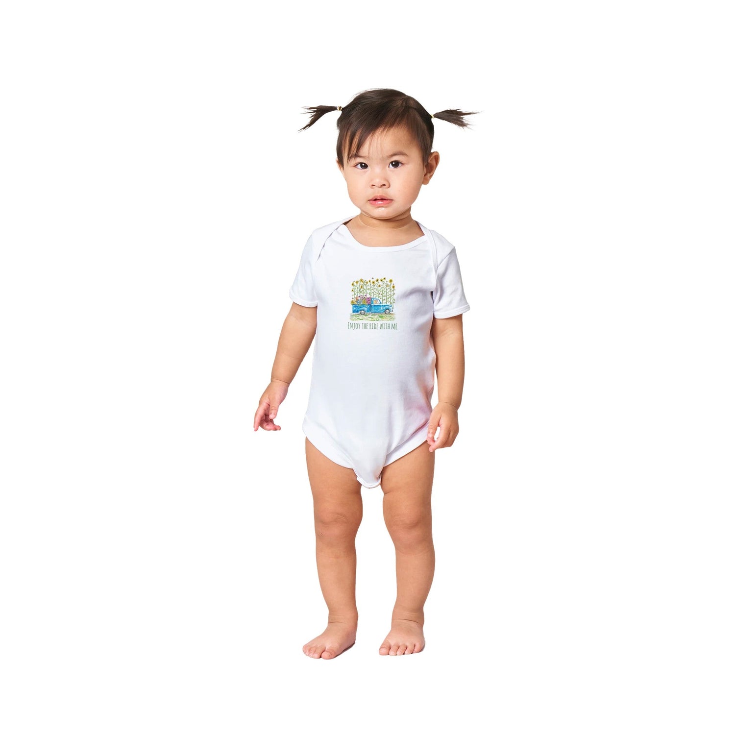 sunny summer truck short sleeve baby girl personalized bodysuit - designs by pippa