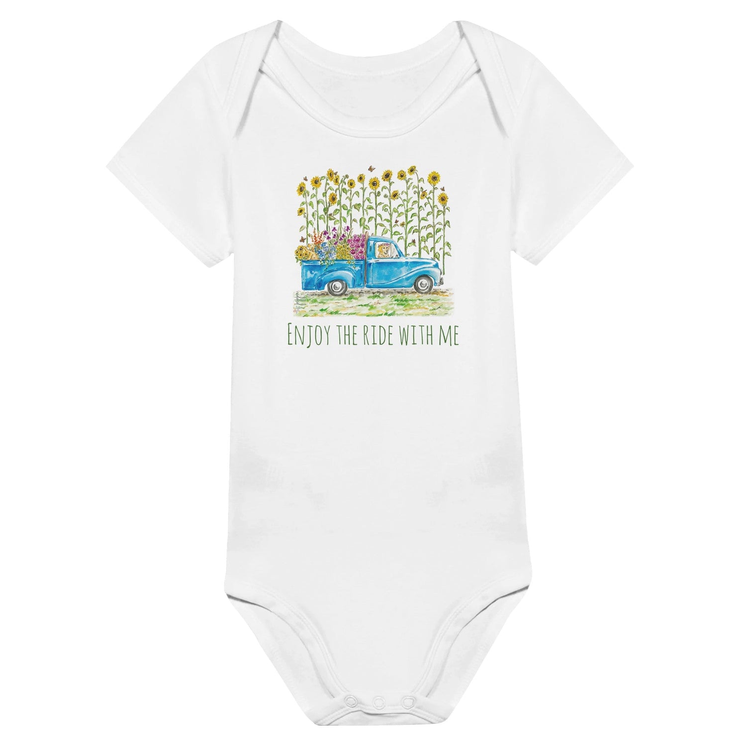 sunny summer truck short sleeve baby girl personalized bodysuit - designs by pippa