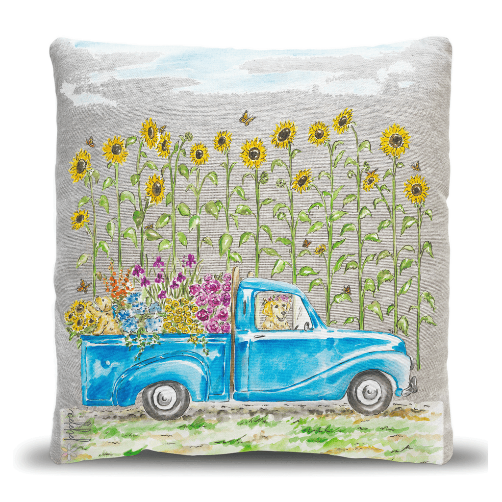 sunny sunflower woven pillows - designs by pippa