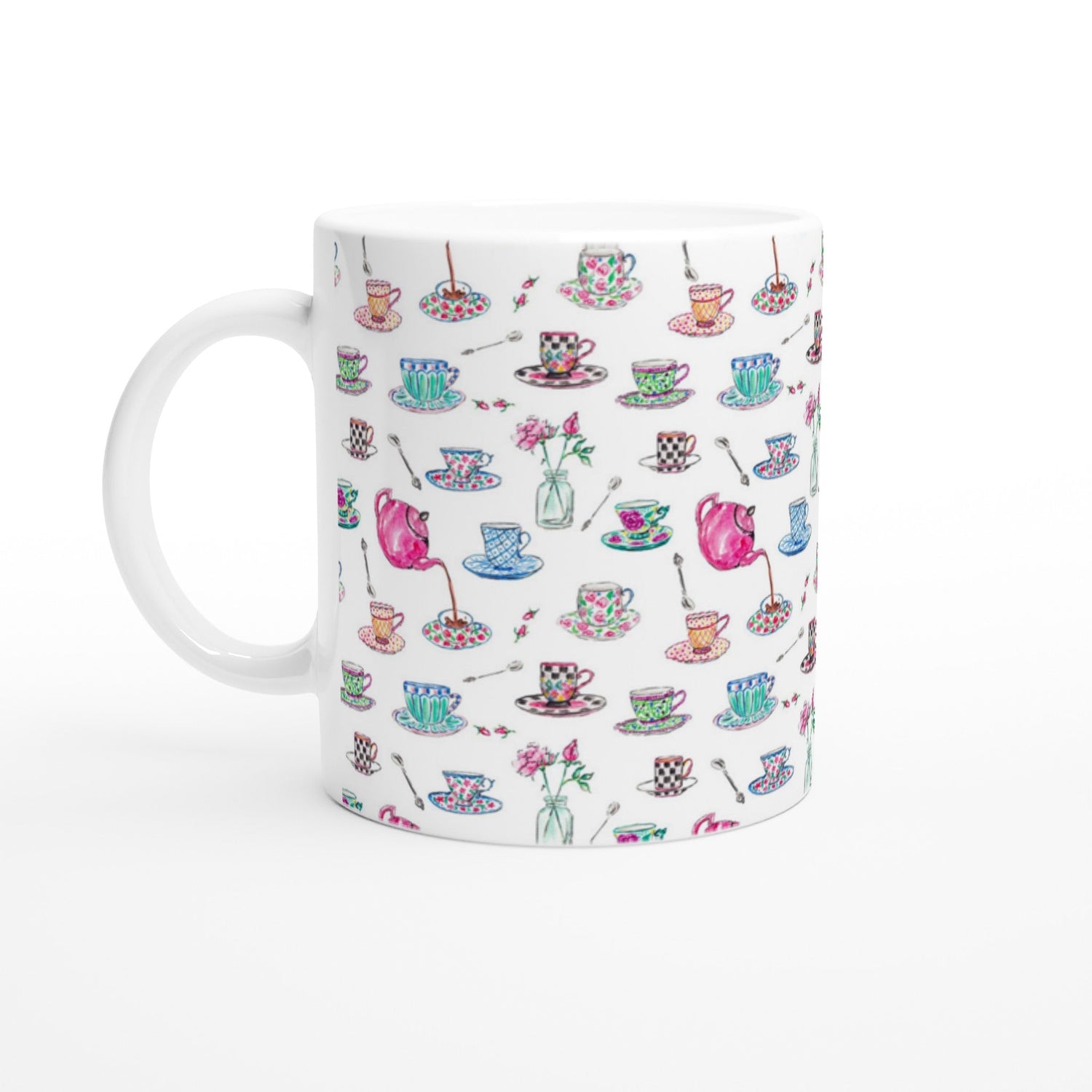 tea time white ceramic mug - designs by pippa