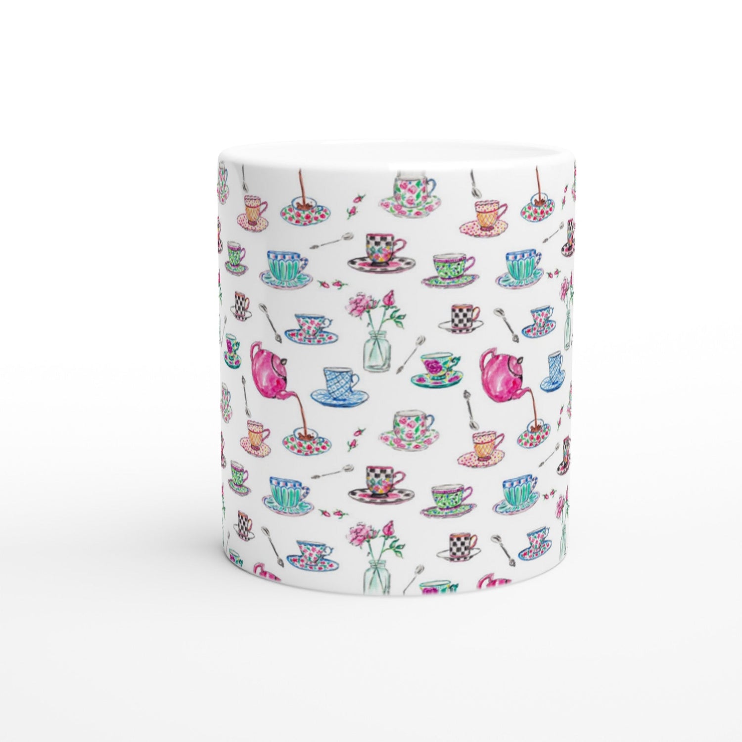 tea time white ceramic mug - designs by pippa