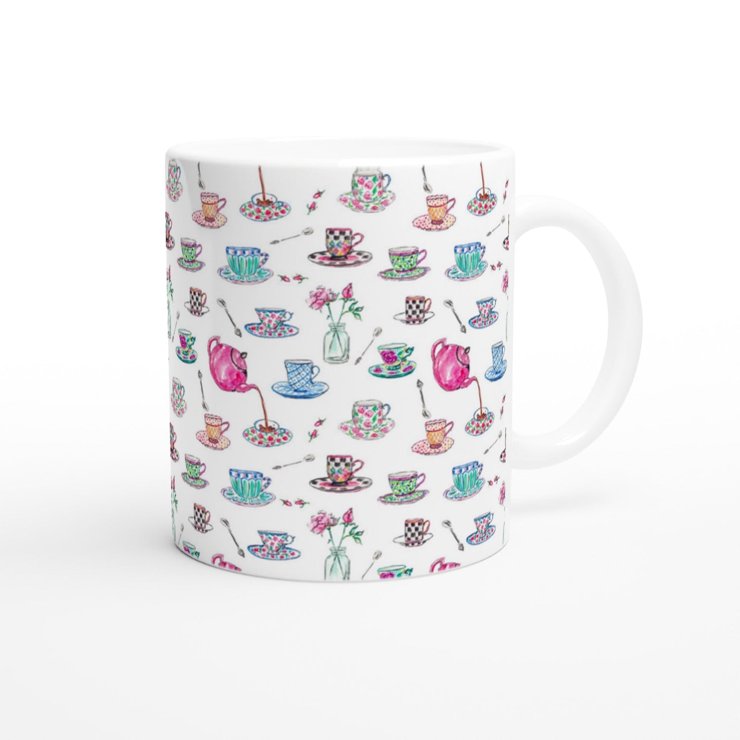 tea time white ceramic mug - designs by pippa