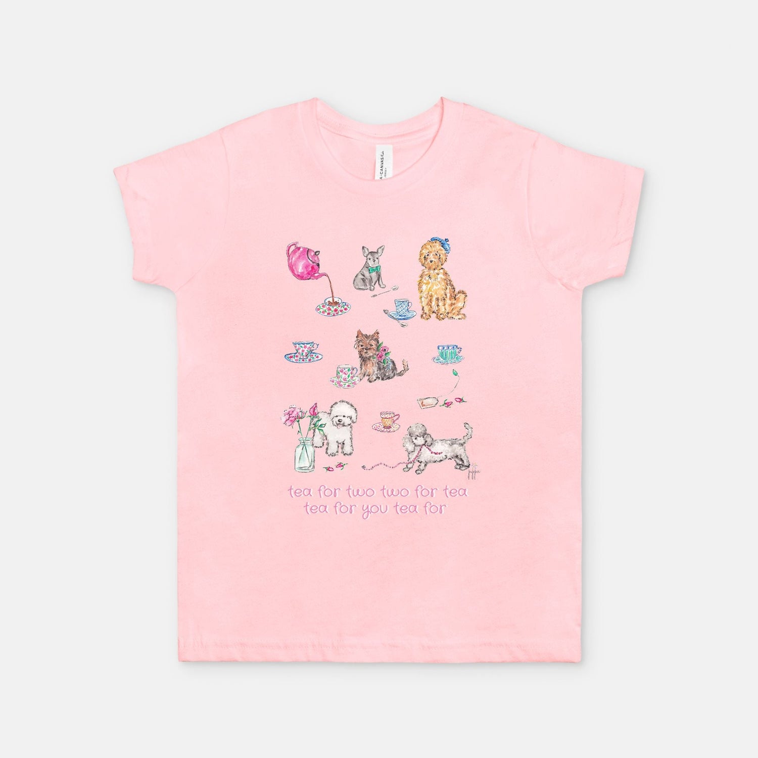 time for tea puppy party custom girl tee Youth S - XL - designs by pippa