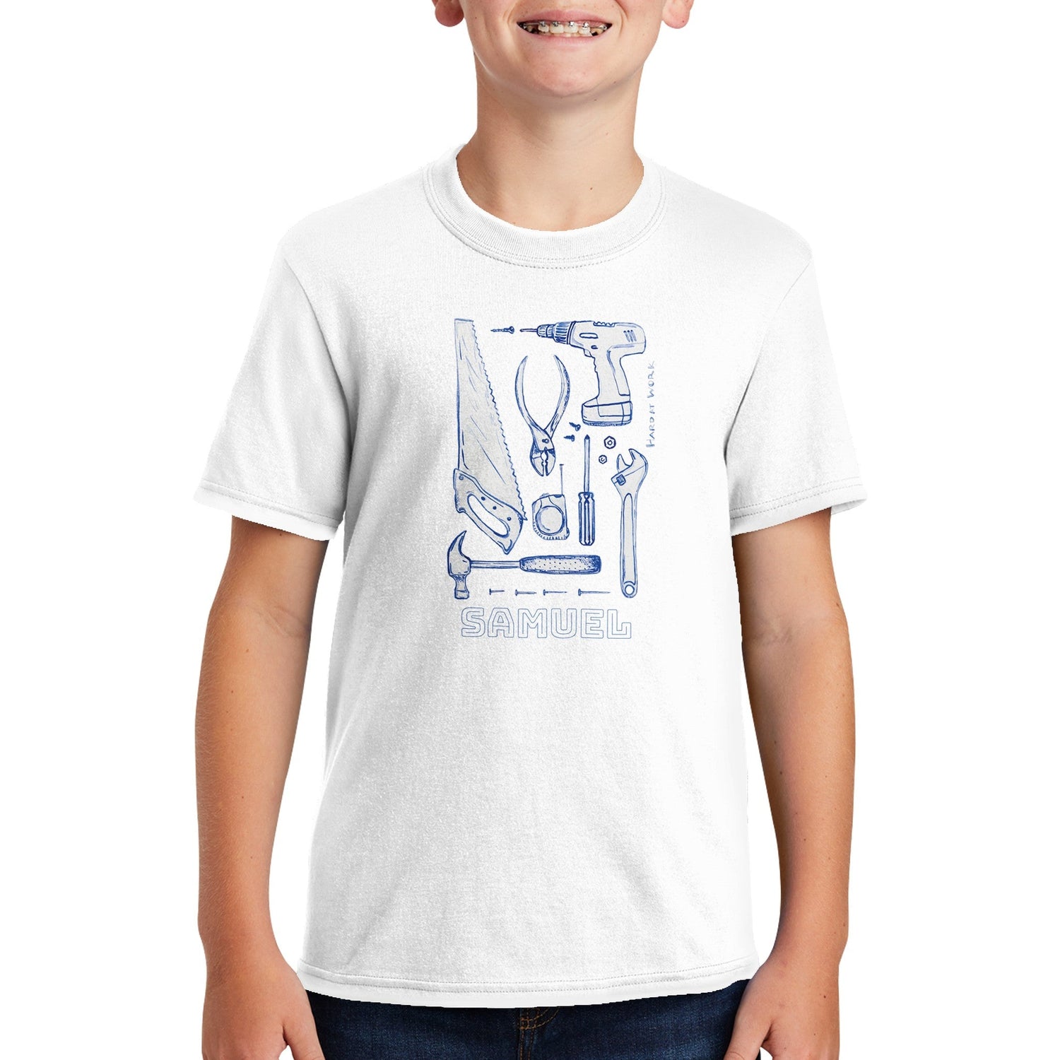 tools personalized polycotton boys graphic tee - designs by pippa