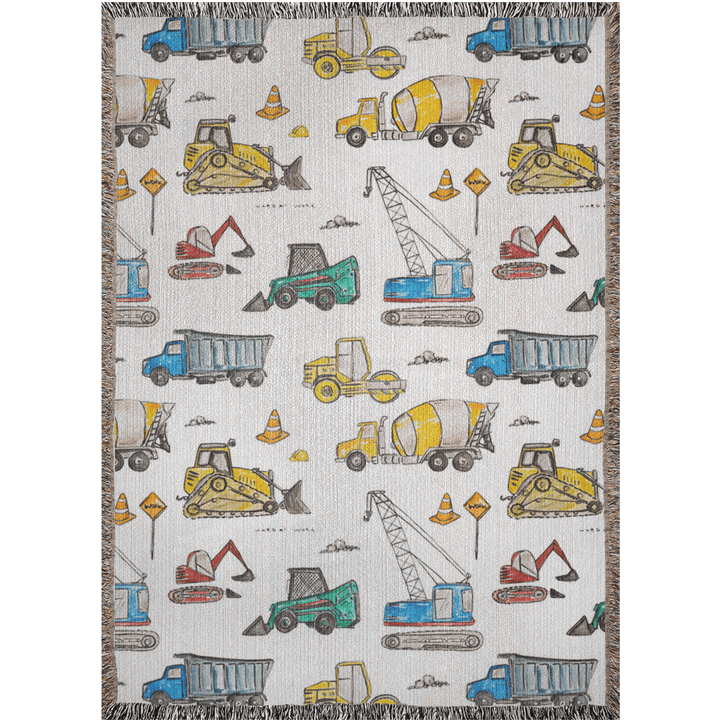 trucks and trucks woven blanket - designs by pippa