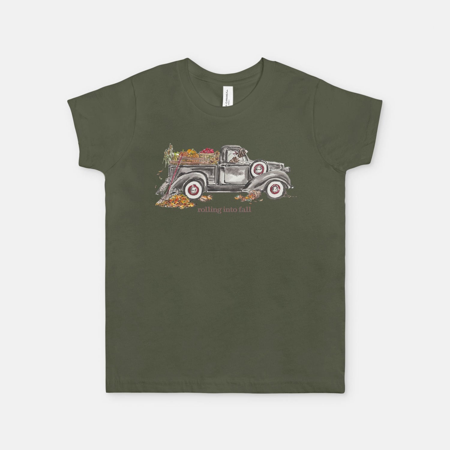 vintage fall truck rolling in to fall custom tee Youth S - XL - designs by pippa