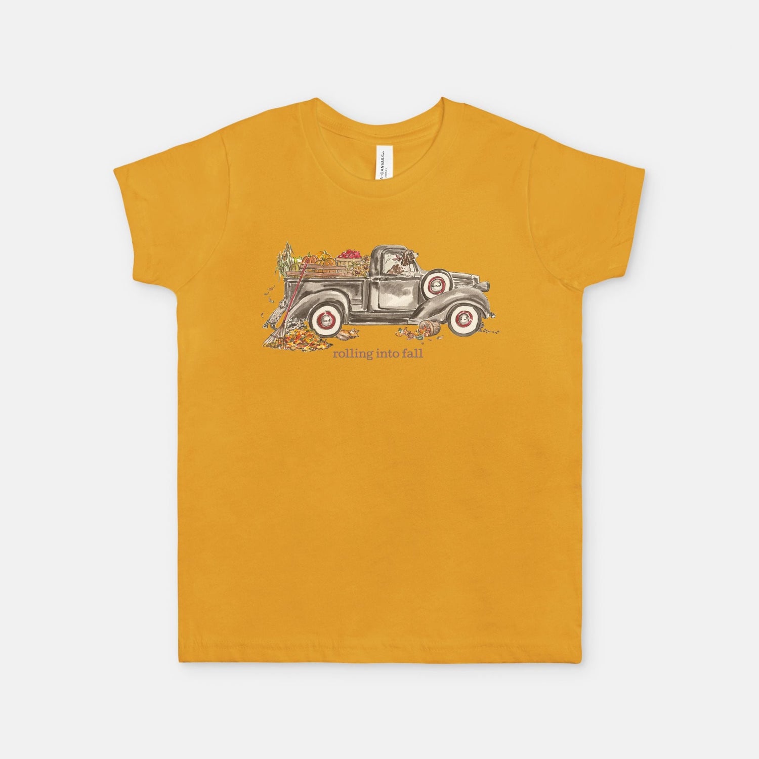 vintage fall truck rolling in to fall custom tee Youth S - XL - designs by pippa