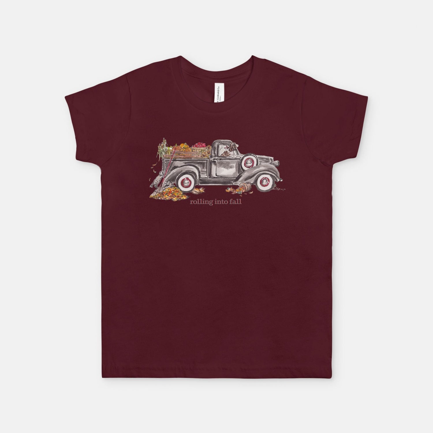 vintage fall truck rolling in to fall custom tee Youth S - XL - designs by pippa