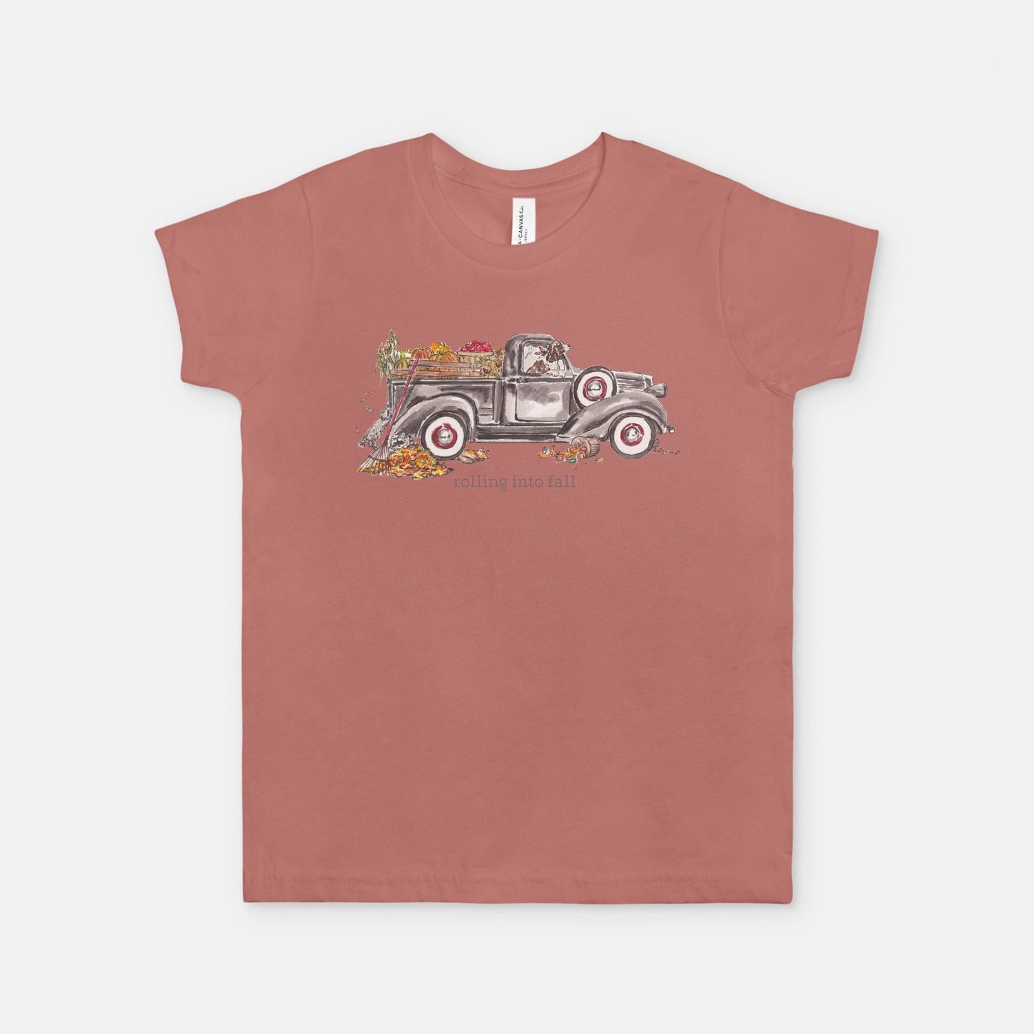 vintage fall truck rolling in to fall custom tee Youth S - XL - designs by pippa