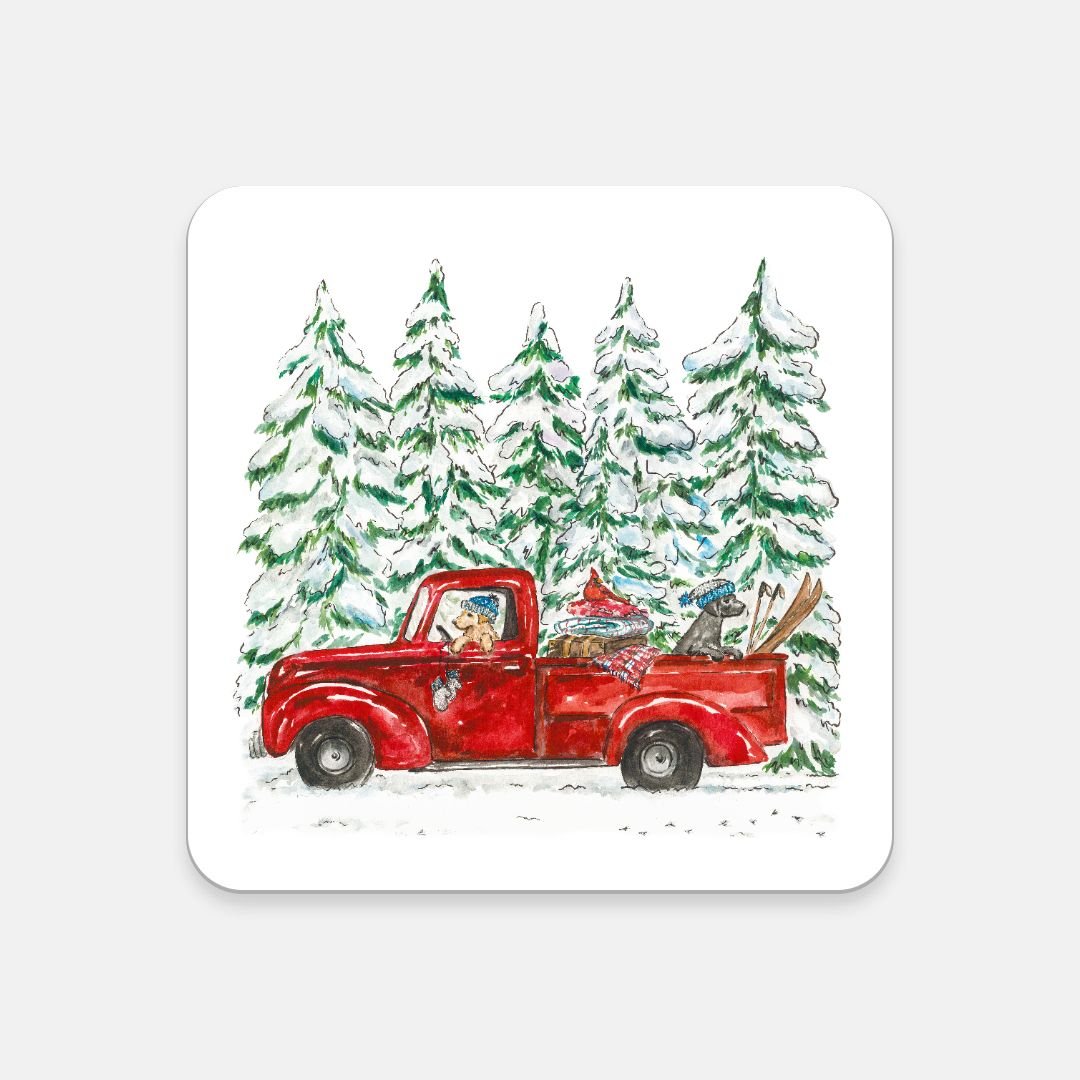 vintage winter cork - back coaster - designs by pippa