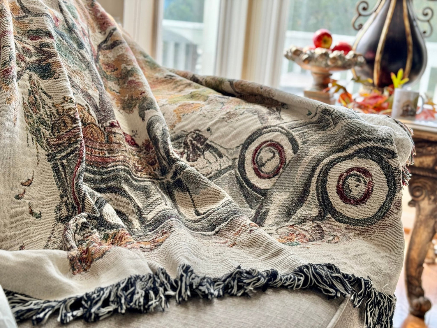 vintage winter truck woven blanket - designs by pippa