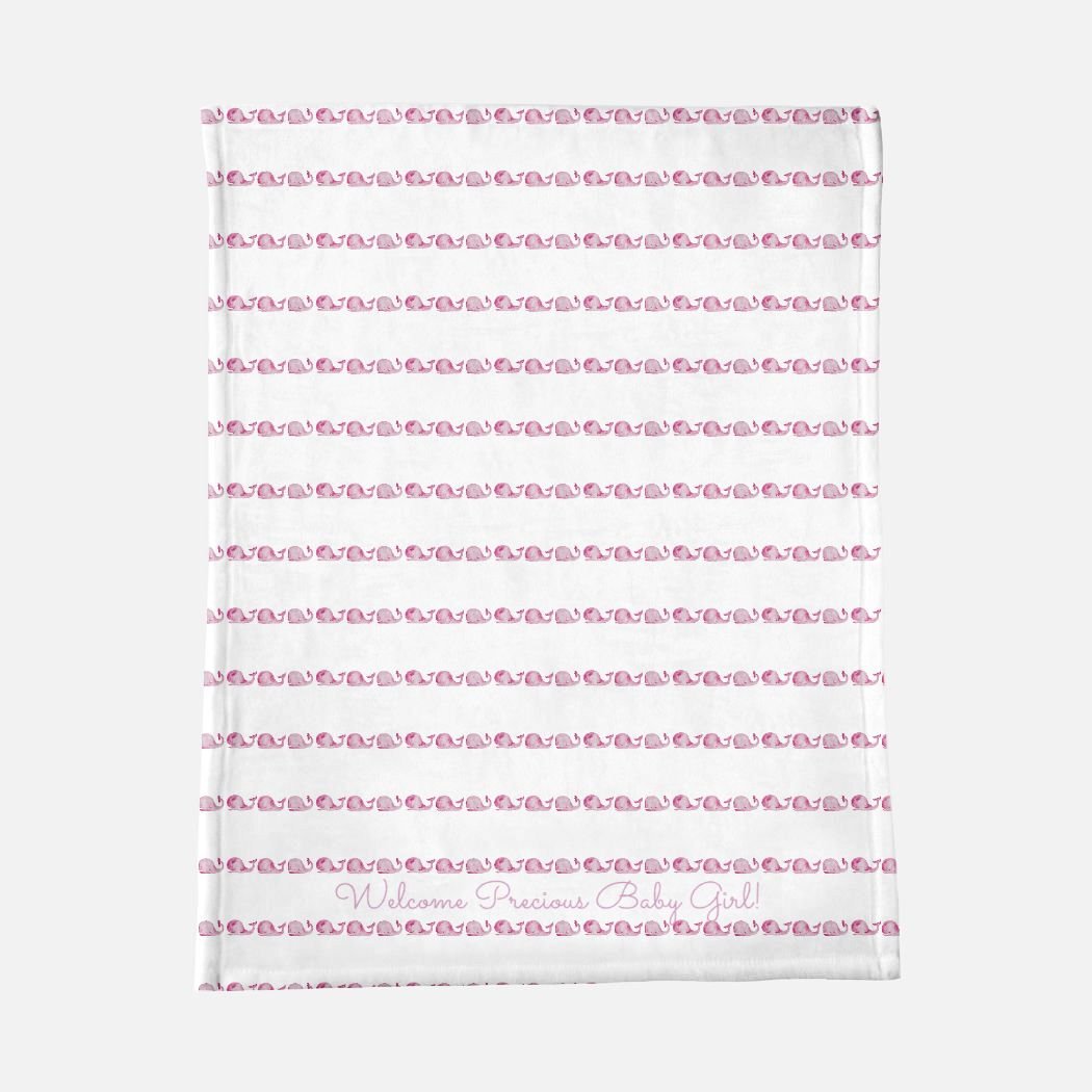 whalecome baby girl minky blanket - designs by pippa