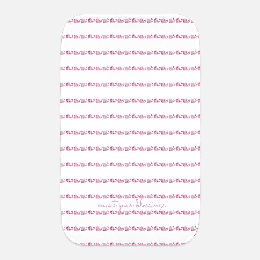 whalecome baby pink burp cloth - designs by pippa