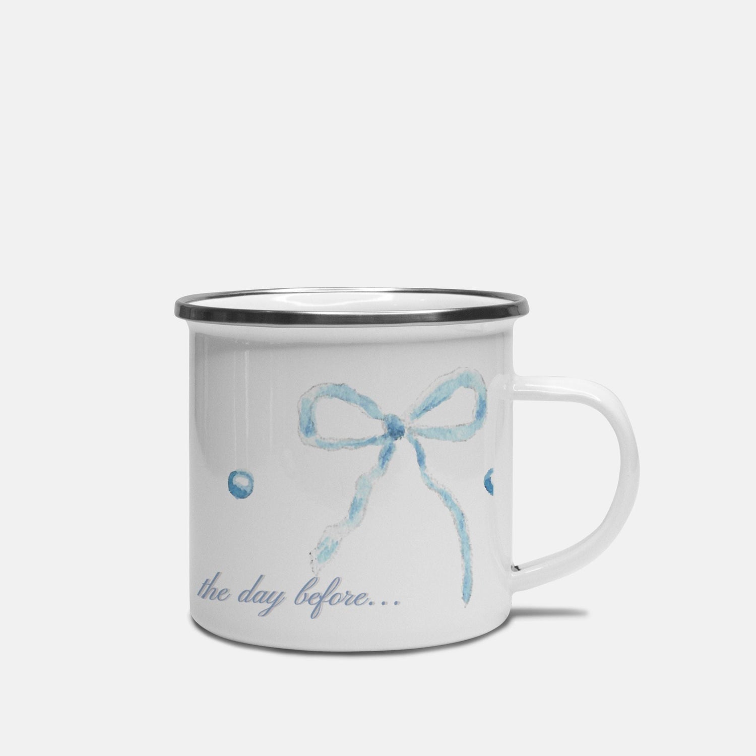 white and blue fall bow pumpkin mug enamel customized - designs by pippa